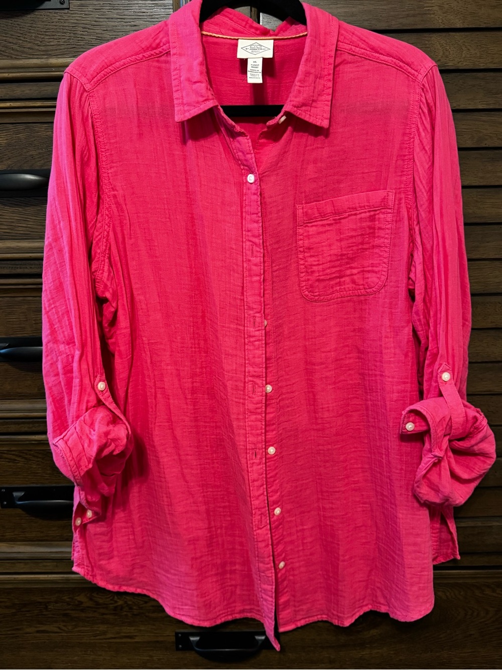 St. John's Bay Hot Pink Button-Front Tunic Shirt